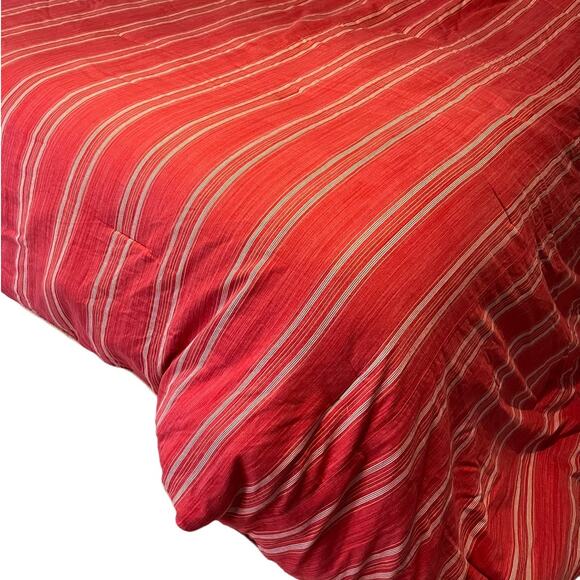 Ralph Lauren San Luca Red Stripe Seychelles Comforter KING Size Burlap Trim - Picture 2 of 12